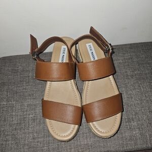 Steve Madden Tan Leather Platform Sandals Size 9.5 M